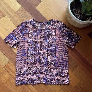 Forever 21 Floral Graphic Print T-shirt Blouse, size small